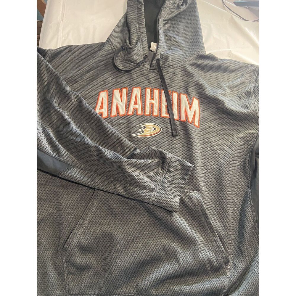 Men's Anaheim Ducks Dark Gray Embroidery‎ Hoodie-Size XL-Very Nice